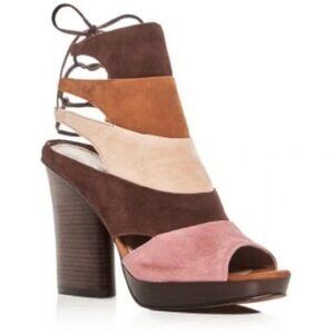 Donald Pliner Juno Colorblock Suede Peep Toe Heels 10M